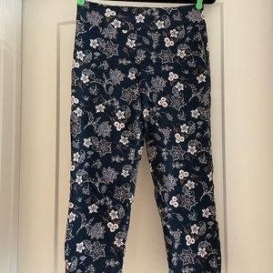 Navy Blue Floral Pants size 8